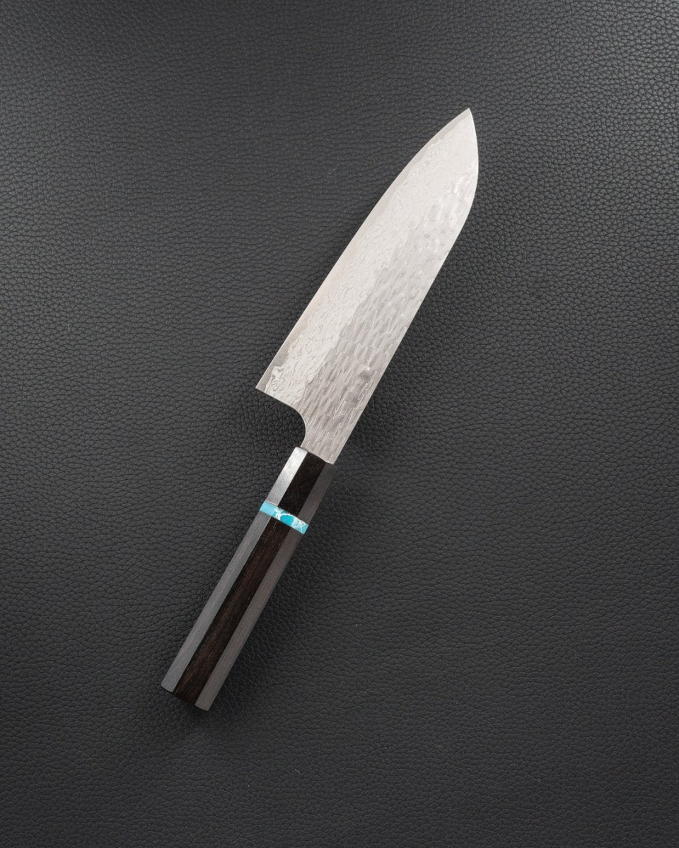 NIGARA HAMONO VGXEOS Ebony Turqoise Santoku 165 mm Tomatosharp