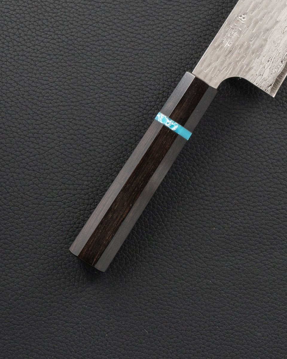 NIGARA HAMONO VGXEOS Ebony Turqoise Santoku 165 mm Tomatosharp