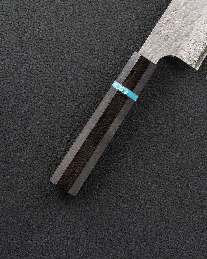 NIGARA HAMONO VGXEOS Ebony Turqoise Santoku 165 mm Tomatosharp