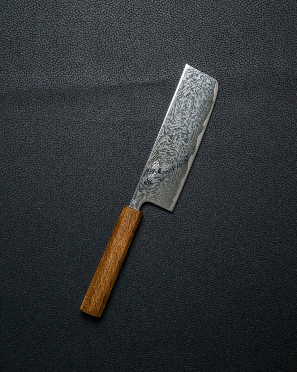 OUL Black Oak Uzu Damascus Nakiri 165 mm tomatosharp