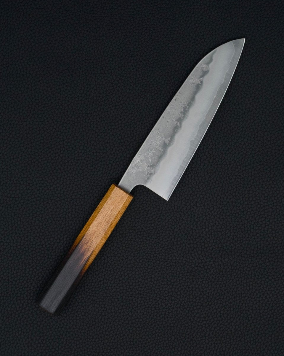 OUL Ginsan Nashiji Burnt Oak Santoku 165 mm tomatosharp