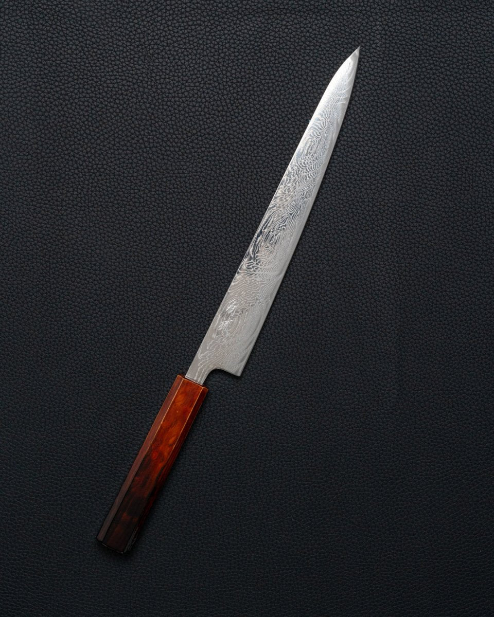 OUL Urushi Uzu Damascus Sujihiki 240 mm tomatosharp