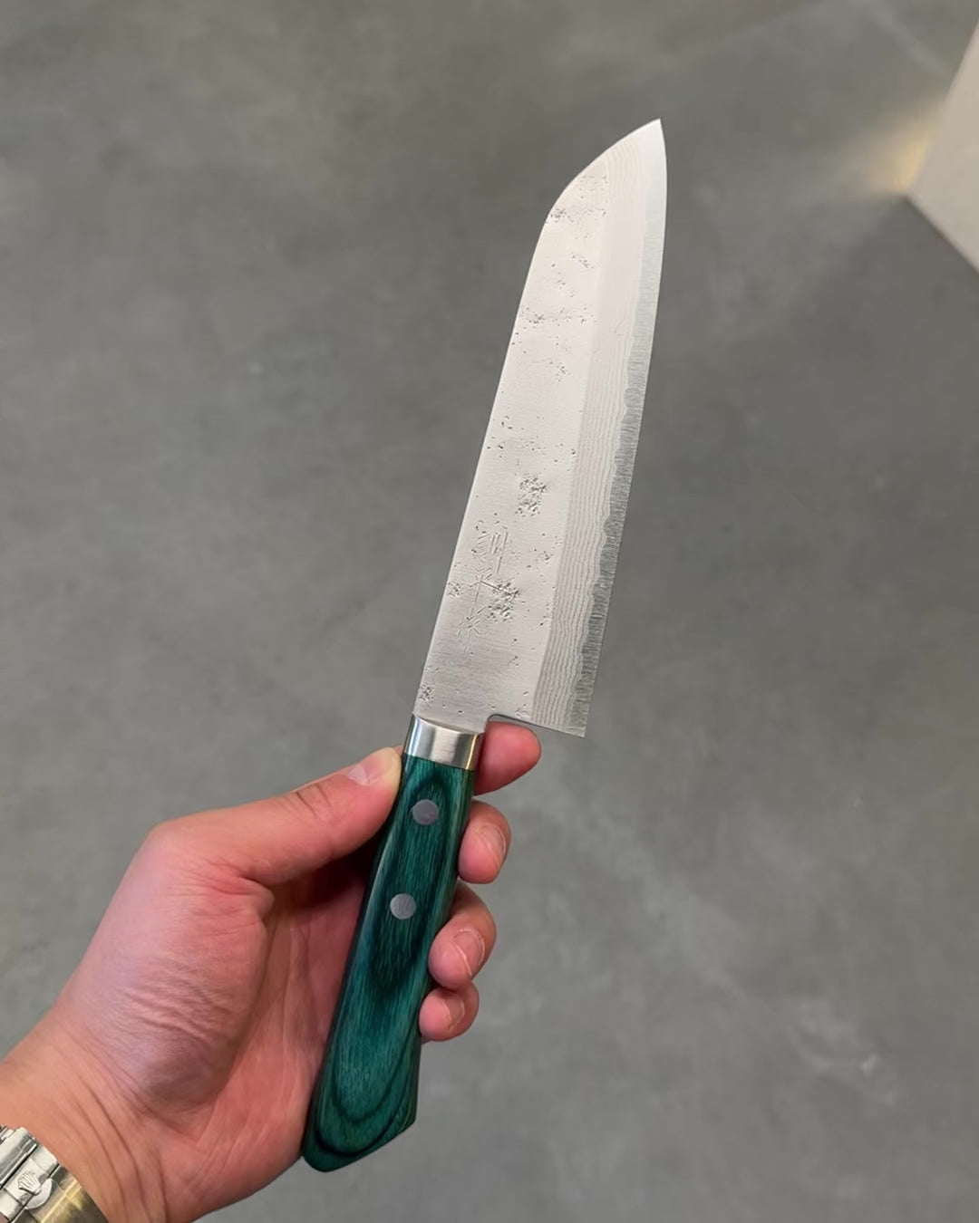 Kokkekniv 170 mm, MASUTANI Sekka VG10 Nashiji Green Santoku