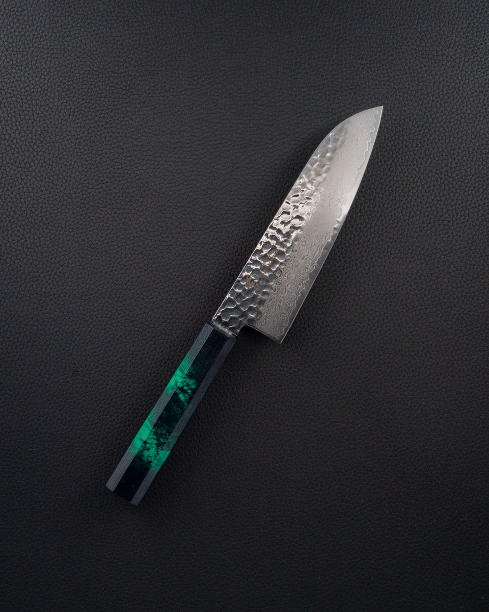 SAKAI TAKAYUKI Nanairo VG10 Damascus Green Santoku 170 mm tomatosharp