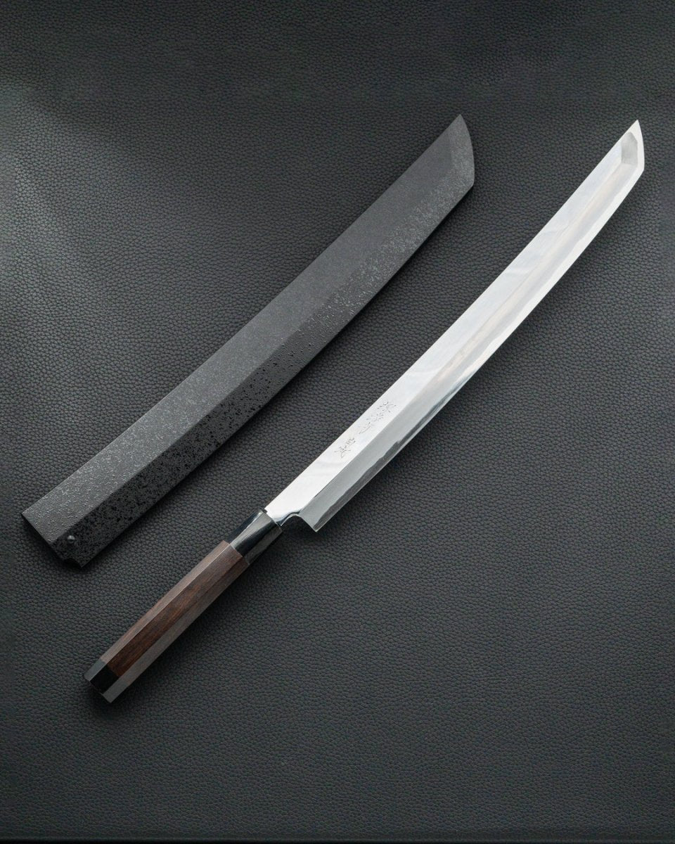 Sakai Takayuki Zangetsu Byakko Mirror Sakimaru Takohiki 390 mm tomatosharp