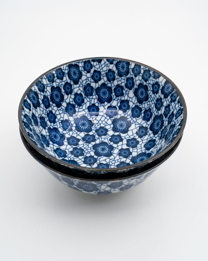 Skålsett 2×400 ml, MADE IN JAPAN Blue Plum med spisepinner MIJ