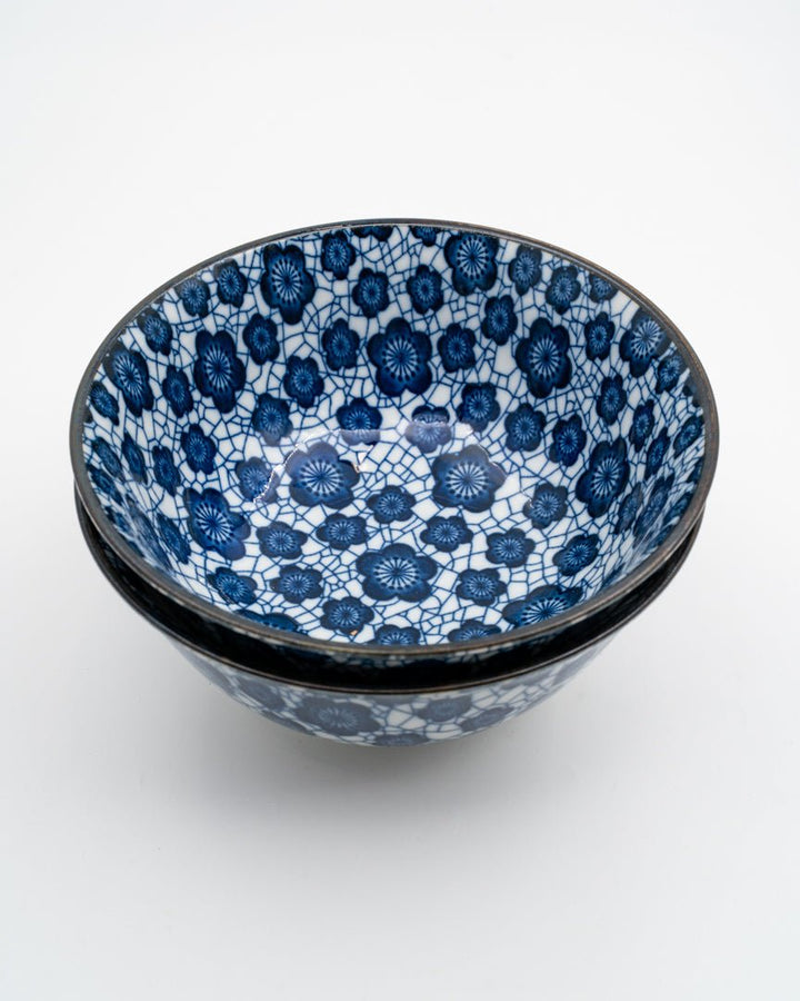 Skålsett 2×400 ml, MADE IN JAPAN Blue Plum med spisepinner MIJ