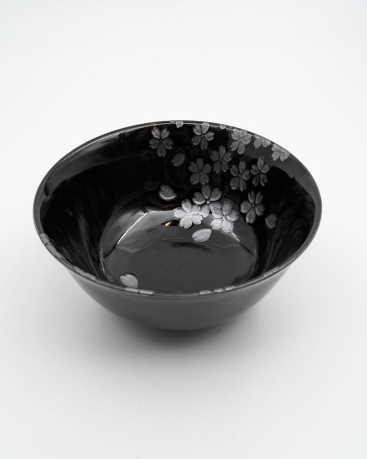 Skålsett 2×400 ml, MADE IN JAPAN Silver Sakura med spisepinner MIJ