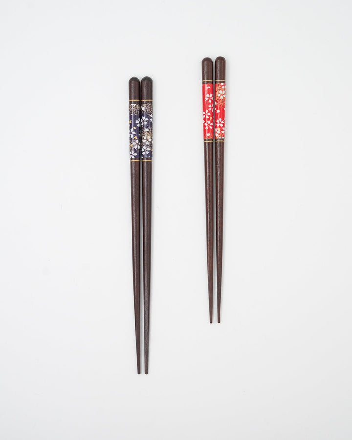 Spisepinner 2 par, Japansk gaveeske av tre Ishida