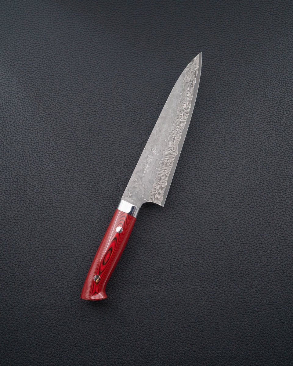 TAKESHI SAJI VG10 Cross Red Micarta Gyuto 180 mm tomatosharp