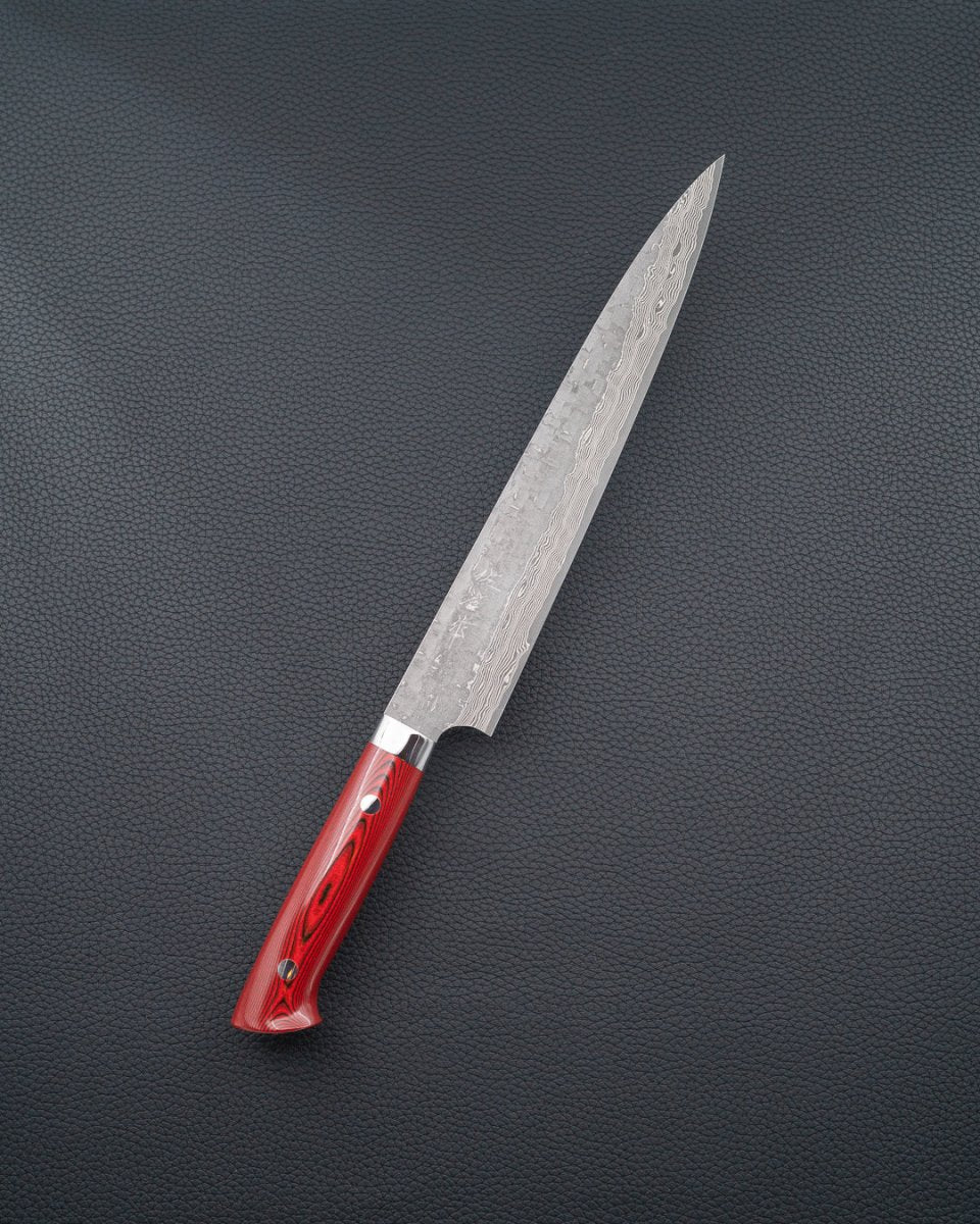 TAKESHI SAJI VG10 Cross Red Micarta Sujihiki 240 mm tomatosharp