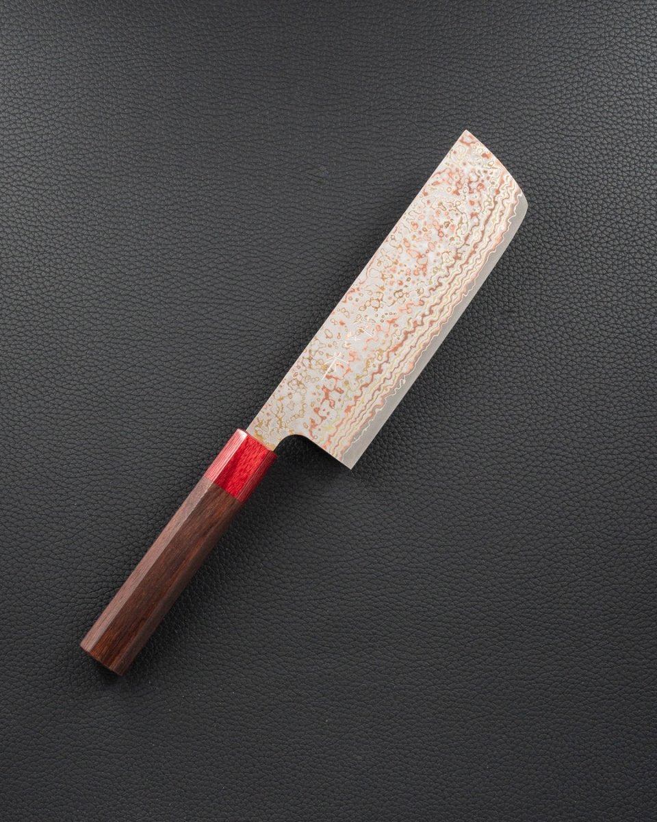 TAKESHI SAJI VG10 Rainbow Damascus Nashiji Nakiri 165 mm tomatosharp