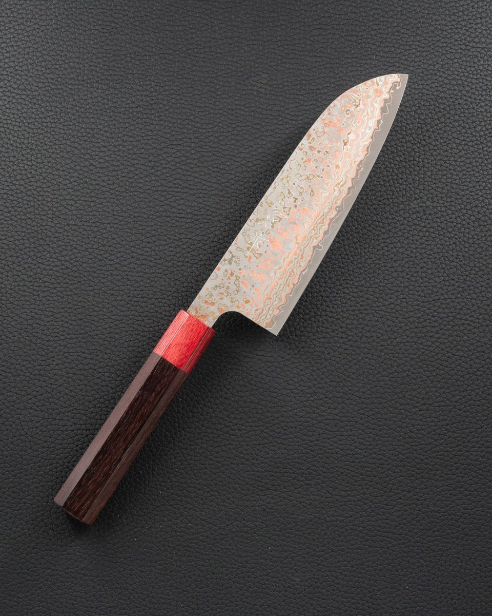 TAKESHI SAJI VG10 Rainbow Damascus Nashiji Santoku 165 mm tomatosharp