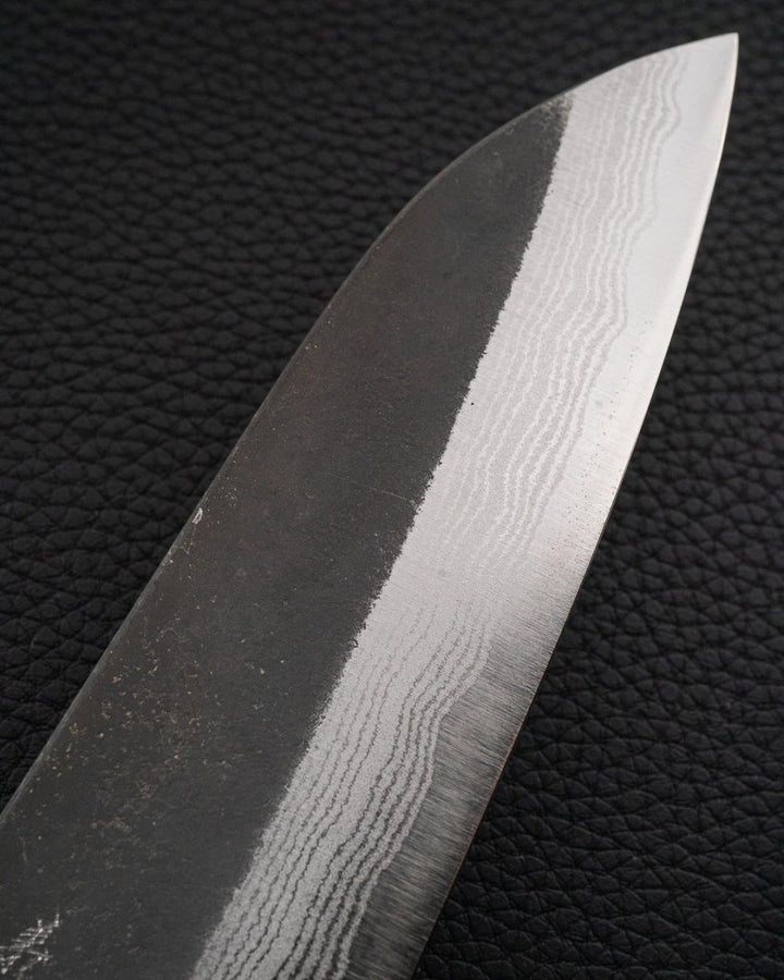 YOSHIMI KATO Aogami Super Damascus Nashiji Kurouchi Santoku 180 mm tomatosharp