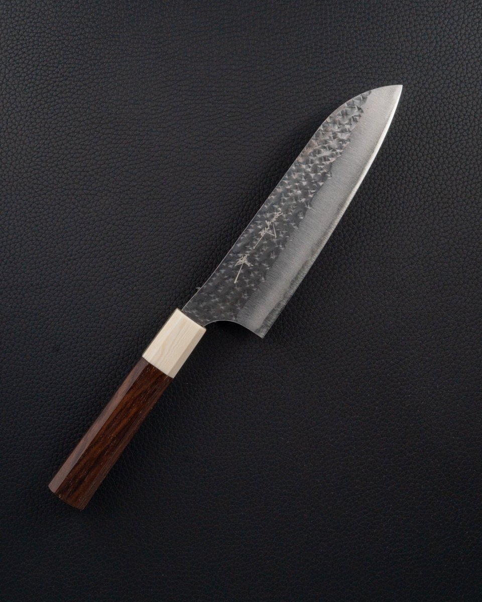 YU KUROSAKI Kokusen-Ryu Aogami Super White Walnut Santoku 170 mm tomatosharp